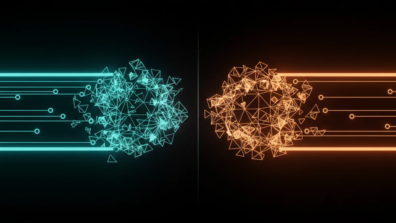 Ein strukturierter Lichtstrom übergibt ein vollständiges Bündel gesammelter Fragmente an einen wärmeren, breiteren Bereich, ohne dass etwas verloren geht