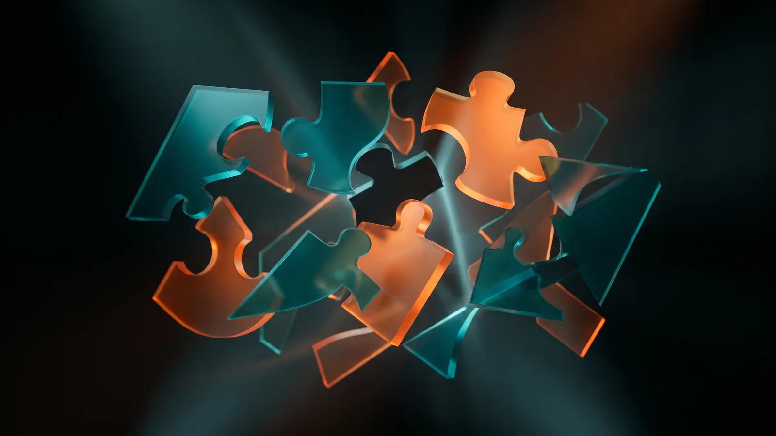 Zerbrochene Puzzleteile, die nicht zusammenpassen, als Bild für Sprachlücken und holprige Übersetzung